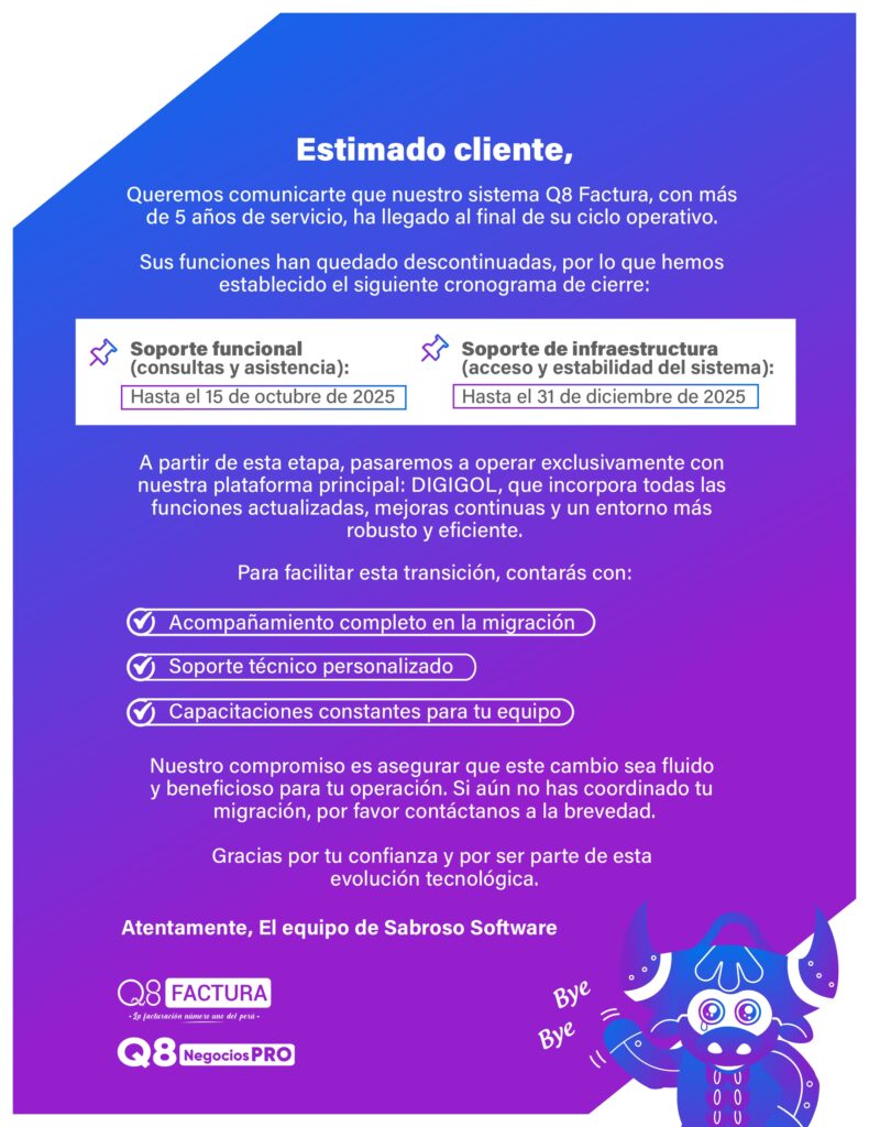 Aviso importante sobre Q8 Factura